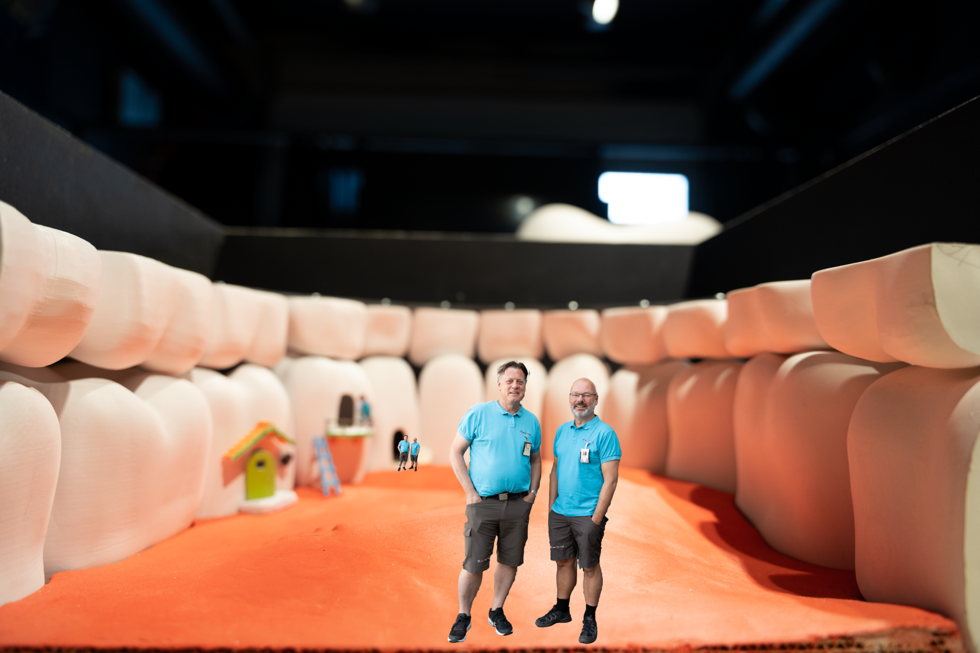 Krympet for anledningen: Prosjektleder Morten Skraastad og kreativ underholdningssjef Roy Bjerke. Bildemontasje: Dyreparken